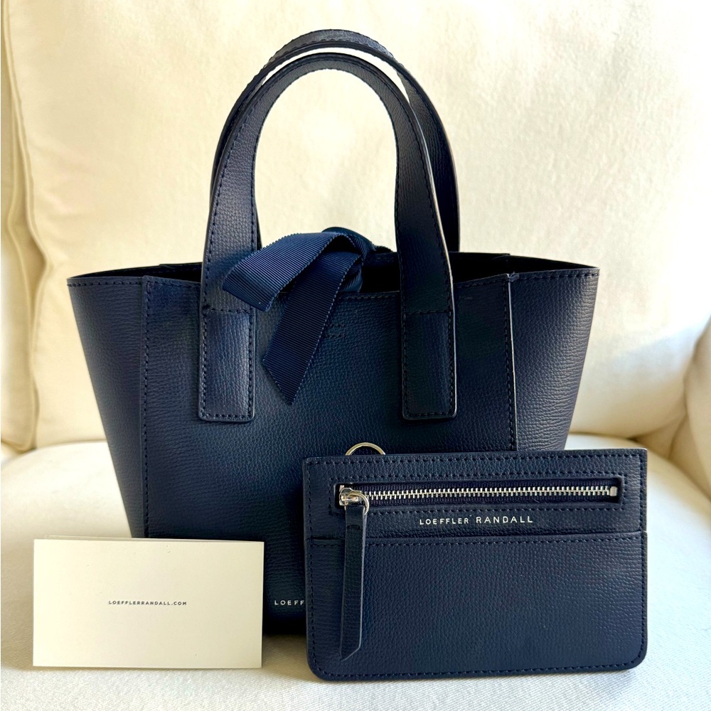 Loeffler Randall mini ribbon shopper bag navy